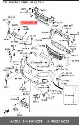 Болт MAZDA 3 (08-),6 (10-) OE 9KK8-00-625B MAZDA