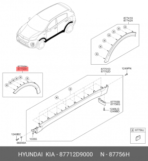 Молдинг KIA Sportage (16-) крыла переднего правого OE 87712D9000 HYUNDAI KIA