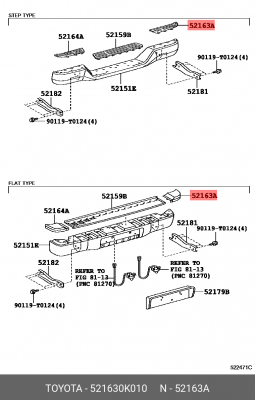 Уголок правый 52163-0K010 52163-0K010 TOYOTA