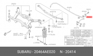 ВТУЛКА СТАБИЛИЗАТОРА 20464-AE020 20464-AE020 SUBARU
