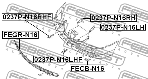 Заглушка буксировочного крюка паредн бампера NISSAN ALMERA N16 00-06 FECB-N16 FECB-N16 FEBEST