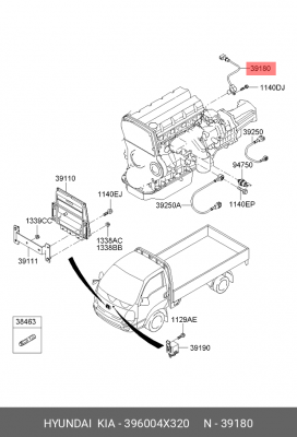 Датчик положения коленвала KIA Bongo 3 (06-) OE 396004X320 HYUNDAI KIA