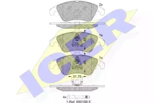 181865 колодки дисковые передние!\ MB W2043.2/3.5 07> 181865 ICER