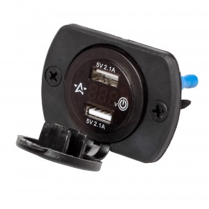 Розетка автомобильная встраиваемая влагозащищенная 12-24V 2USB (2.1A + 2.1A) AIR AEBJ203 AIRLINE