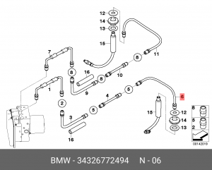 трубопровод тормозной !M10XM10 \BMW 5' E60, 6 E63/E64 34 32 6 772 494 BMW