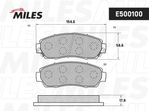 Колодки тормозные передние (Смесь CERAMIC серия PRO) CHANGAN CS75/CHERY/HAVAL F7 E500100 MILES