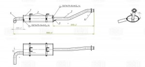 Глушитель ГАЗ 3302 "Бизнес" 4216 дв. "Евро-3" "TRIALLI" (алюминизированная сталь EMM0305 TRIALLI