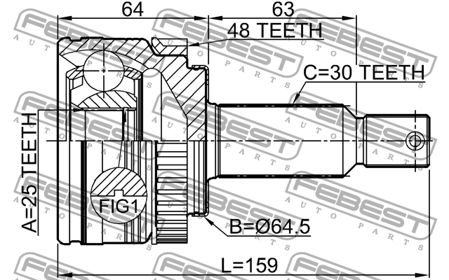 ШРУС внешний HYUNDAI IX35/TUCSON 10MY 2009- 1210-IX35MTA48 1210-IX35MTA48 FEBEST