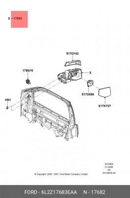 6L2Z17683EAA Зеркало боковое 6L2Z-17683-EAA FORD