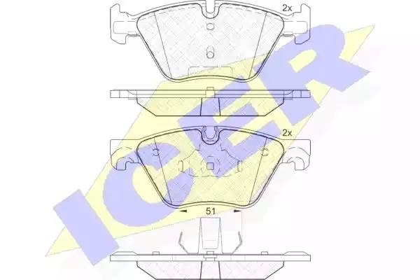 182002 колодки дисковые передние!\ BMW F07GT/F10/F11 2.8i/2.5d/3.0d 10> 182002 ICER