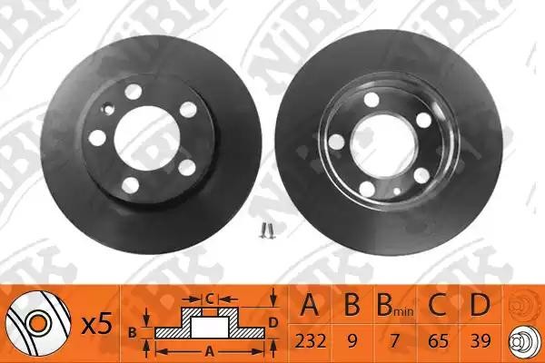 Диск тормозной VW Golf,Polo (02-) AUDI A3 (97-03) R15 задний (1шт.) NIBK RN1084 NIBK