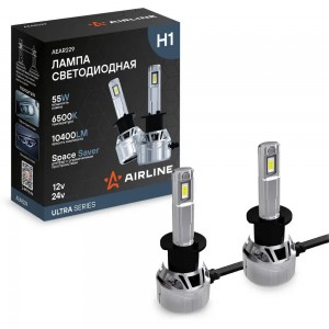 Лампа светодиод. H1 ULTRA, 55Вт, 10400Лм (5200Лм x 2), 6500К, 12/24В, кмпл. 2 шт AEAR229 AIRLINE