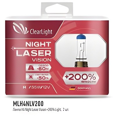 Лампа 12V H4 60/55W P43t +200% бокс (2шт.) Night Laser Vision CLEARLIGHT MLH4NLV200 CLEAR LIGHT