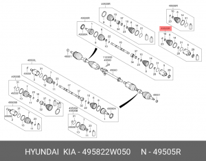 ШРУС внутренний HYUNDAI Santa Fe (13-) правый OE 495822W050 HYUNDAI KIA