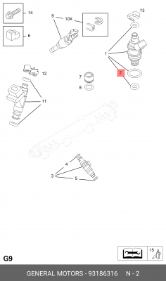 Кольцо уплотнительное OPEL Astra G (98-05) форсунки топливной OE 93186316 GENERAL MOTORS