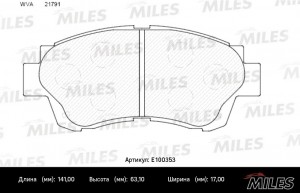 Колодки тормозные передние (без датчика) (Смесь Semi-Metallic) TOYOTA CAMRY 91-9 E100353 MILES