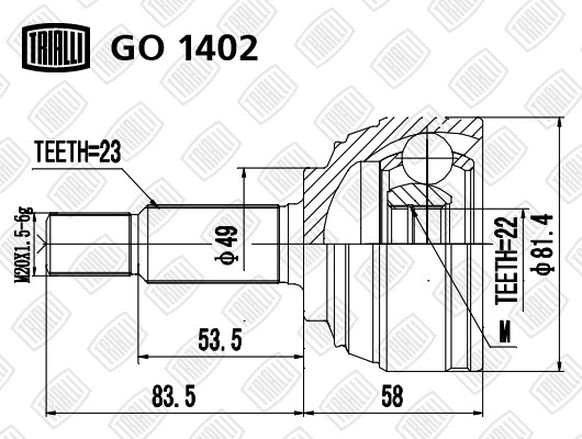 ШРУС наружный Nissan Note 06- 1.4/1.6 GO1402 GO 1402 TRIALLI