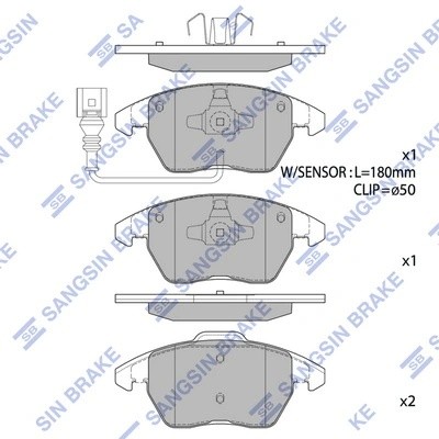 Колодки тормозные дисковые Audi A3, VW Golf V 1.4-2.0TD 03 SP1692 SP1692 SANGSIN