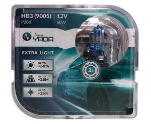 Лампа галогенная HB3 12V 60W "Nord YADA" Extra Light +50% (2 шт.) (Plastic case) 907368 NORD YADA
