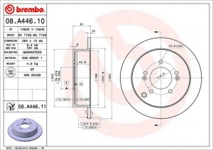 Диск тормозной HYUNDAI Tucson (04-),Santa Fe (00-) KIA Sportage (04-) задний (1ш 08.A446.11 BREMBO
