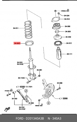 Кольцо уплотнительное пружины передней D201340A3B D201340A3B MAZDA