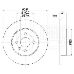 Диск торм. Opel Meriva A (03-)/Combo (05-) зад. d=264 (окраш.) (DF 210209)  2шт DF 210209 TRIALLI