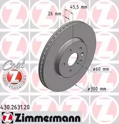 диск тормозной !перед. 300x26/46-5x105 \ Opel Mokka 1.4-1.7 12> 430.2631.20 ZIMMERMANN