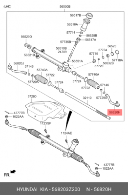 Наконечник рулевой тяги HYUNDAI ix35,Sonata (09-) KIA Optima,Sportage (10-) левы 568203Z200 HYUNDAI KIA