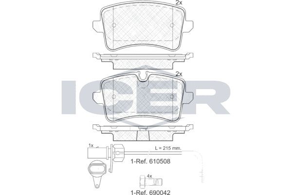 181986-203 колодки дисковые задние!\ Audi A8 4.2FSI/TDI 09> 181986203 ICER