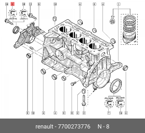 САЛЬНИК КОЛЕНВАЛА (РЕЗ, МЕТ ПРУЖИНА) 7700273776 7700273776 RENAULT