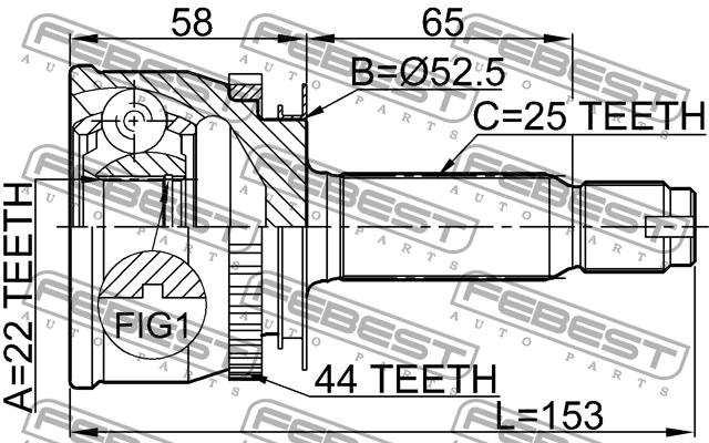 HYUNDAI ACCENT (2000>) с ABS 22X52.5X25 1210-012A44 FEBEST