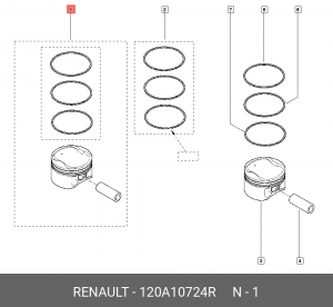 поршень в сборе!\ Renault 120A10724R RENAULT