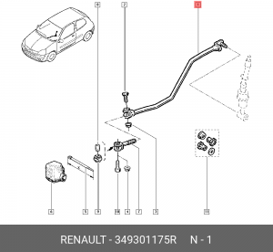 тяга переключения передач!\ Renault Clio II 349301175R RENAULT
