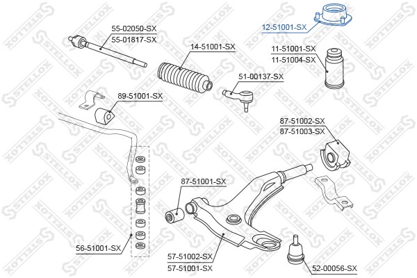 опора амортизатора переднего!\ Hyundai Accent/Pony Excel all 95-99 12-51001-SX STELLOX
