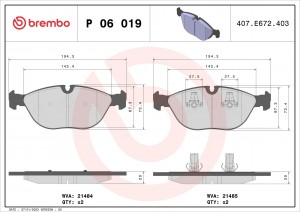 P06019 597 00=TAR1001 !колодки дисковые п.\ BMW E38 5.0/4.0D 94>, MB W210 E50/E5 P06019 BREMBO