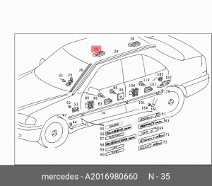 клипса!\ Mercedes W 201 A2016980660 MERCEDES BENZ