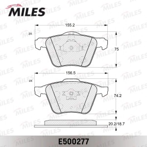 Колодки тормозные передние (Смесь CERAMIC серия PRO) VOLVO XC90 02 (TRW GDB1565) E500277 MILES