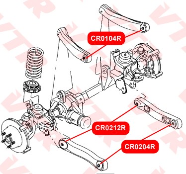 CR0204R САЙЛЕНТБЛОК РЫЧАГА ЗАДНЕЙ ПОДВЕСКИ, НИЖНЕГО ПЕРЕДНИЙ CR0204R VTR