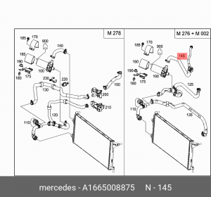 Шланг 1665008875 A 166 500 88 75 MERCEDES BENZ