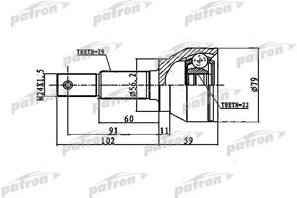 ШРУС наружный 29X56.1X22 NISSAN JUKE F15 10- PCV1743 PCV1743 PATRON