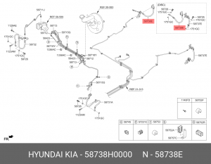 шланг тормозной! задний правый\ Hyundai 58738H0000 HYUNDAI