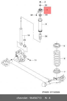 Опора амортизатора CHEVROLET Aveo (04-) заднего OE 96456713 GENERAL MOTORS