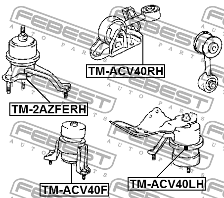 Подушка двигателя левая (гидравлическая) TM-ACV40LH FEBEST
