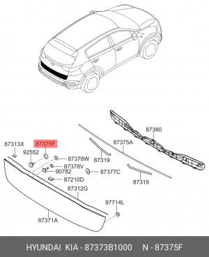 Уплотнительноая деталь KIA 87373B1000 HYUNDAI KIA