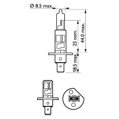 Лампа 12V H1 55W P14.5s блистер (1шт.) Long Life Eco Vision PHILIPS 12258LLECOB1 PHILIPS