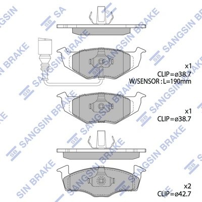 Колодки тормозные дисковыеVW Polo 1.0i-1.9SDi 96-01/Lupo 1.0i/1.4/TDi/1.7SDi 98- SP1857A SANGSIN
