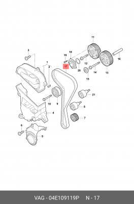 Ремень ГРМ SKODA Octavia (13-) OE 04E109119P VAG