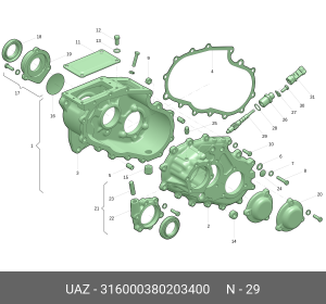 Шестерня привода спидометра УАЗ-3160,62,63 ведомая (ОАО УАЗ) 316000380203400 UAZ UAZ