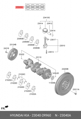 КОМПЛЕКТ ПОРШНЕВЫХ КОЛЕЦ ДВИГАТЕЛЯ (ШТ) 230402R960 230402R960 HYUNDAI KIA