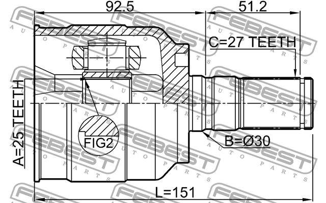 ШРУС внутр левый HYUNDAI SONATA YF 2010-2014 1211-YFLH 1211-YFLH FEBEST